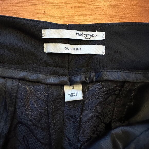 Halogen 12 NWT Black Brocade paisley tailored zipper close pants slacks trousers - Picture 6 of 9